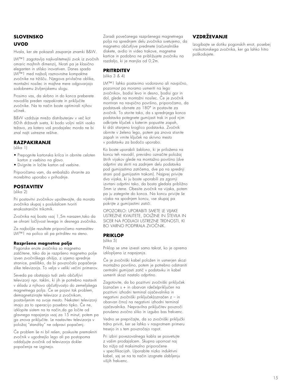 Bowers & Wilkins LM1 User Manual | Page 17 / 23