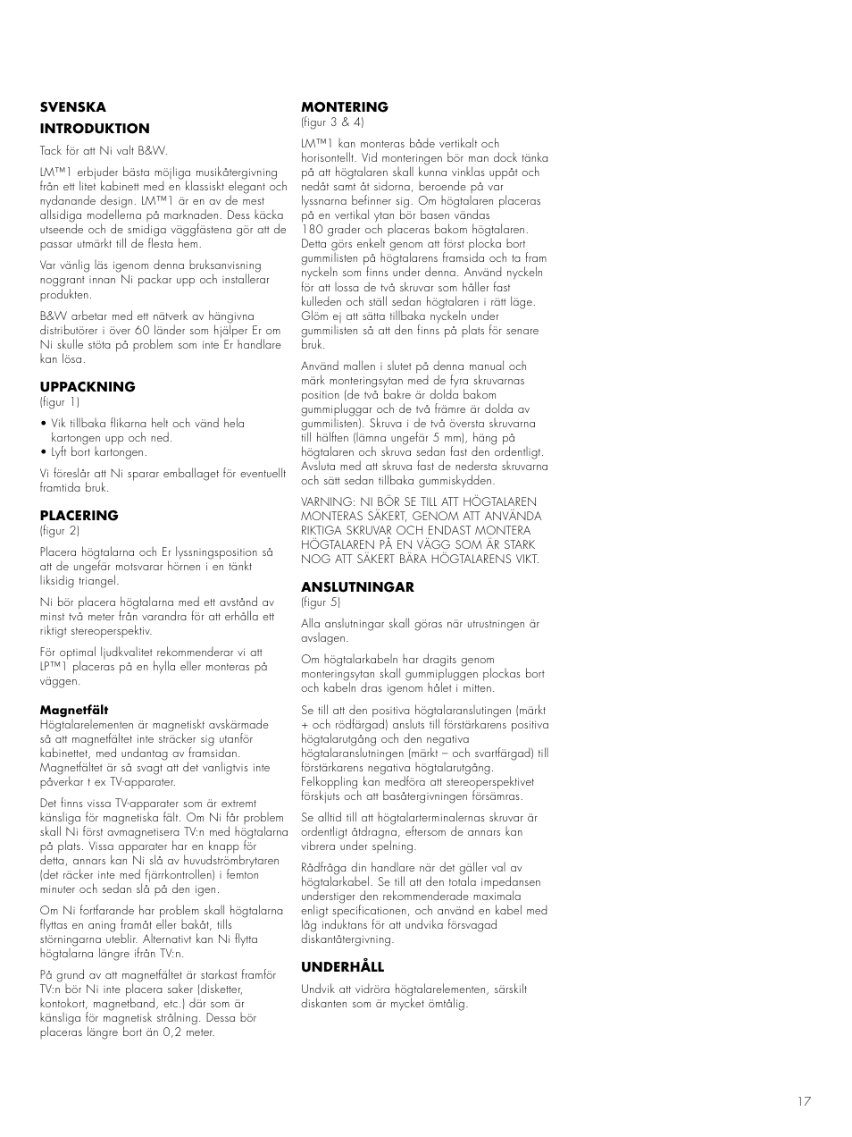 Bowers & Wilkins LM1 User Manual | Page 19 / 23