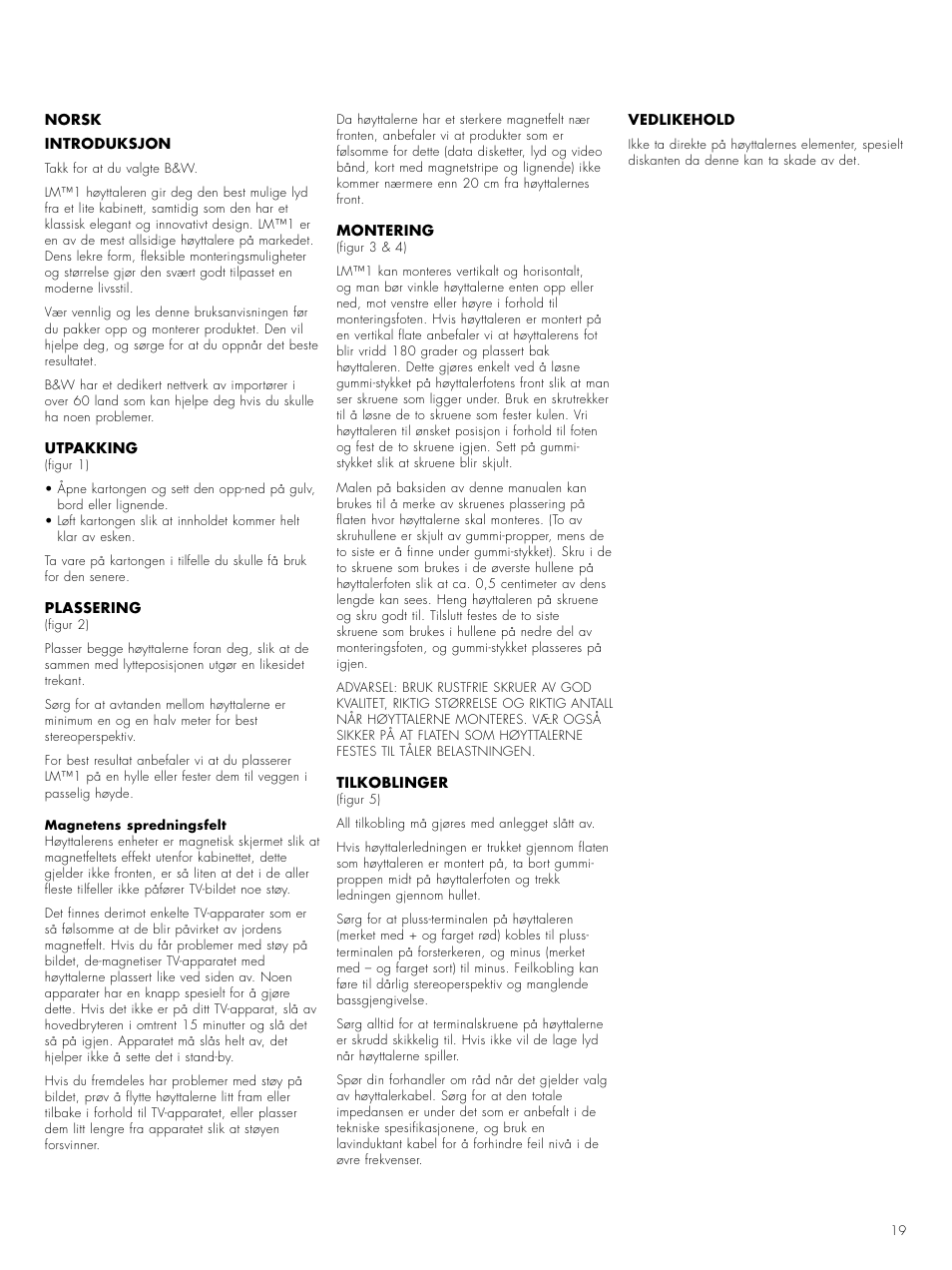 Bowers & Wilkins LM1 User Manual | Page 21 / 23