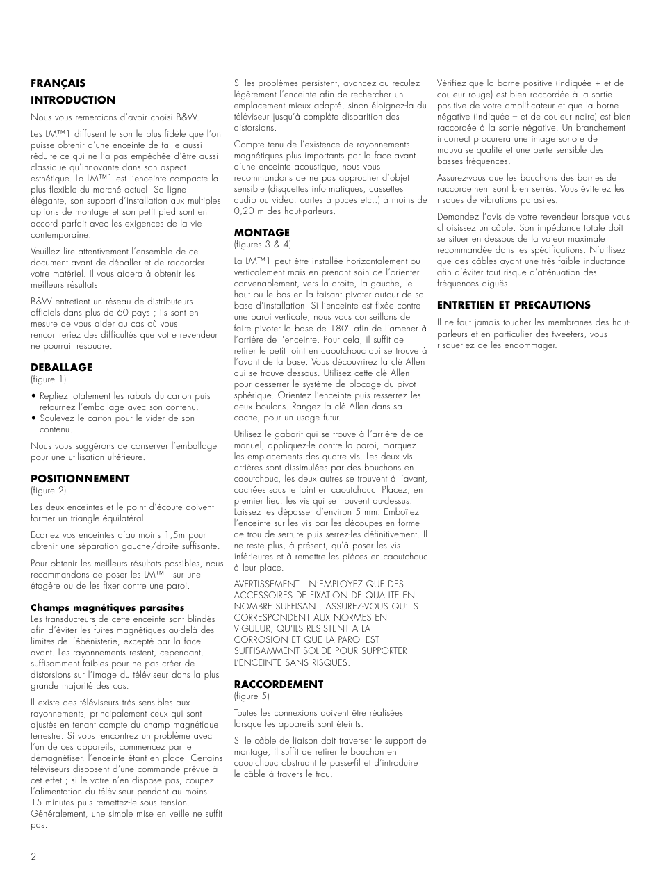 Bowers & Wilkins LM1 User Manual | Page 4 / 23