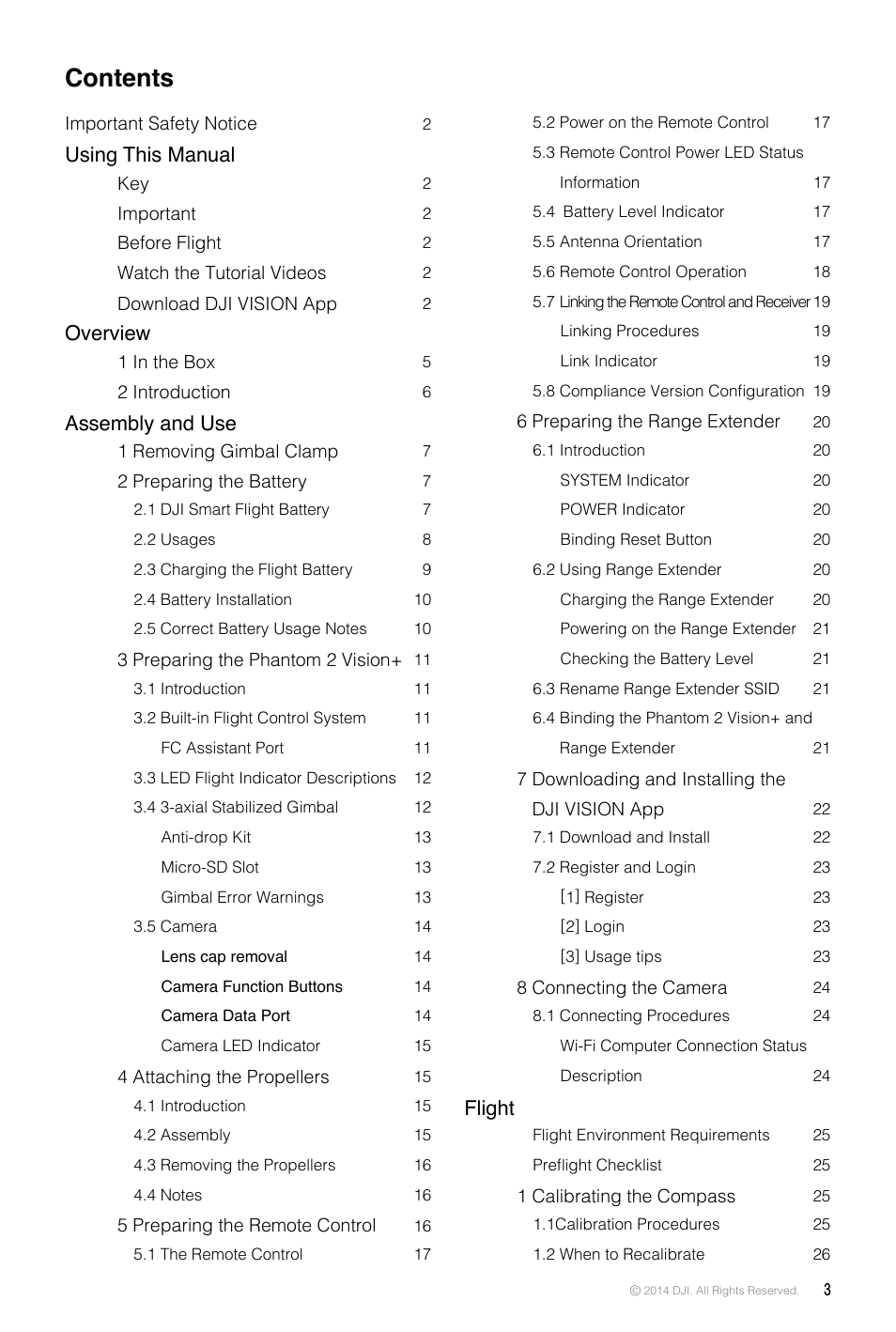 DJI Phantom 2 Vision Plus User Manual User Manual | Page 3 / 52
