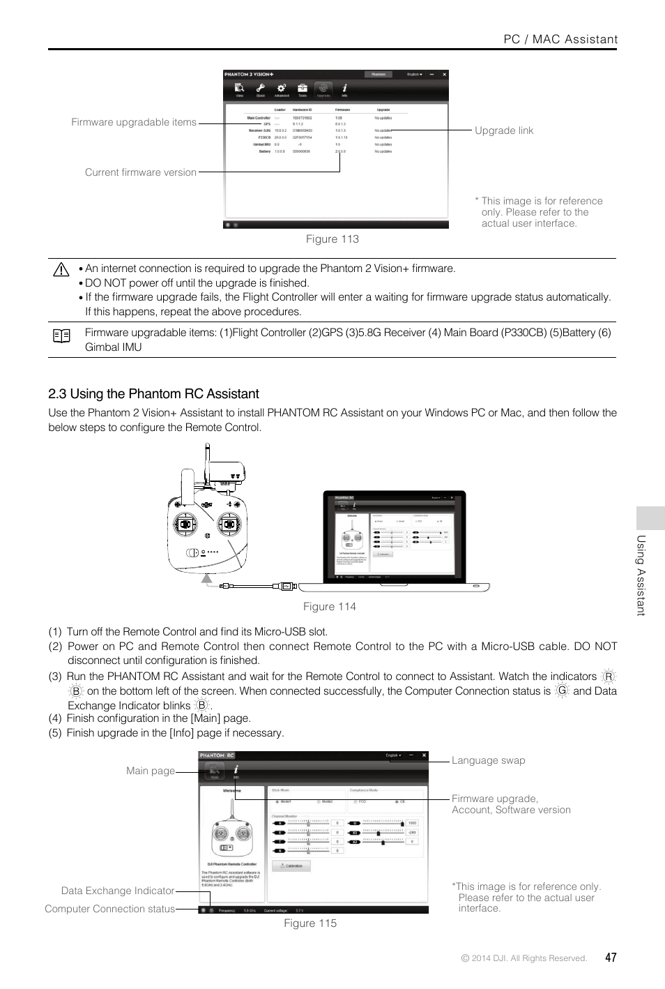 3 using the phantom rc assistant, 3 using the phantom rc assistant 47 | DJI Phantom 2 Vision Plus User Manual User Manual | Page 47 / 52