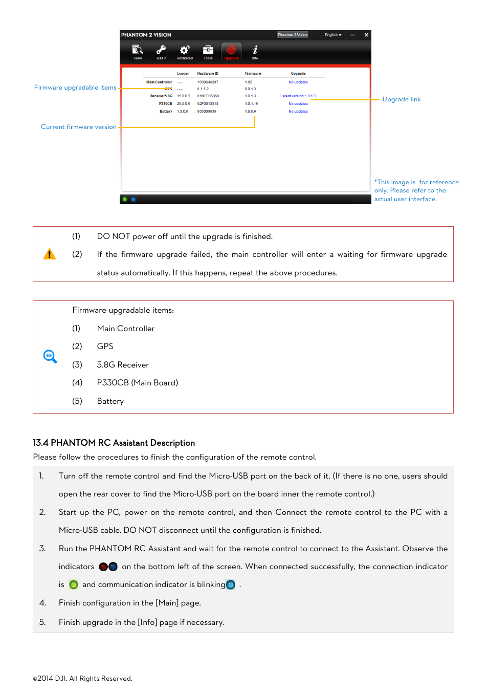 4 phantom rc assistant description, Phantom, Ssistant | Escription | DJI Phantom 2 Vision User Manual User Manual | Page 64 / 71