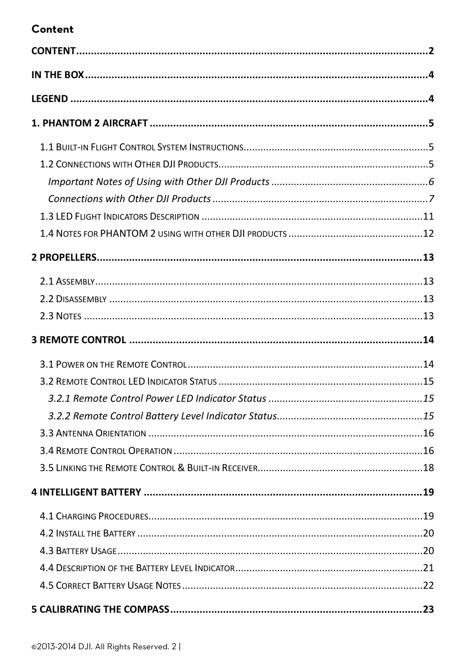 DJI Phantom 2 User Manual User Manual | Page 2 / 36