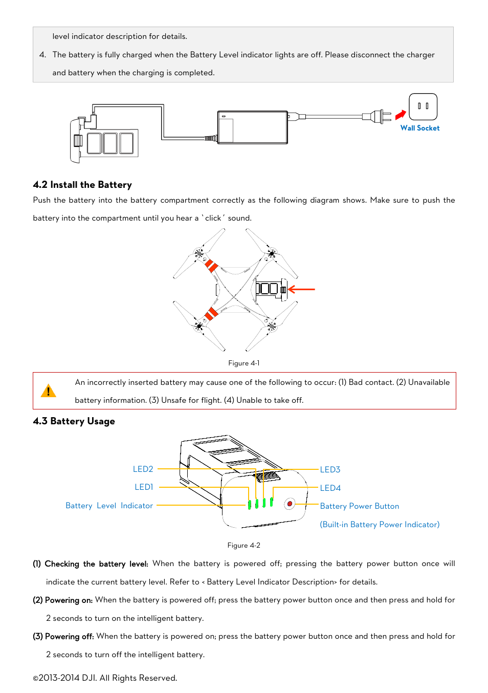 Nstall the, Attery, Sage | DJI Phantom 2 User Manual User Manual | Page 20 / 36