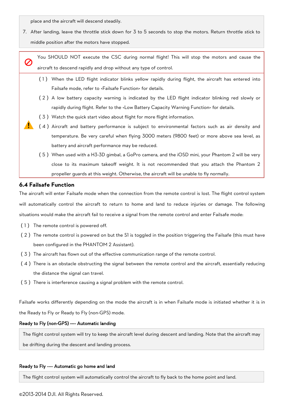 Ailsafe, Unction | DJI Phantom 2 User Manual User Manual | Page 25 / 36