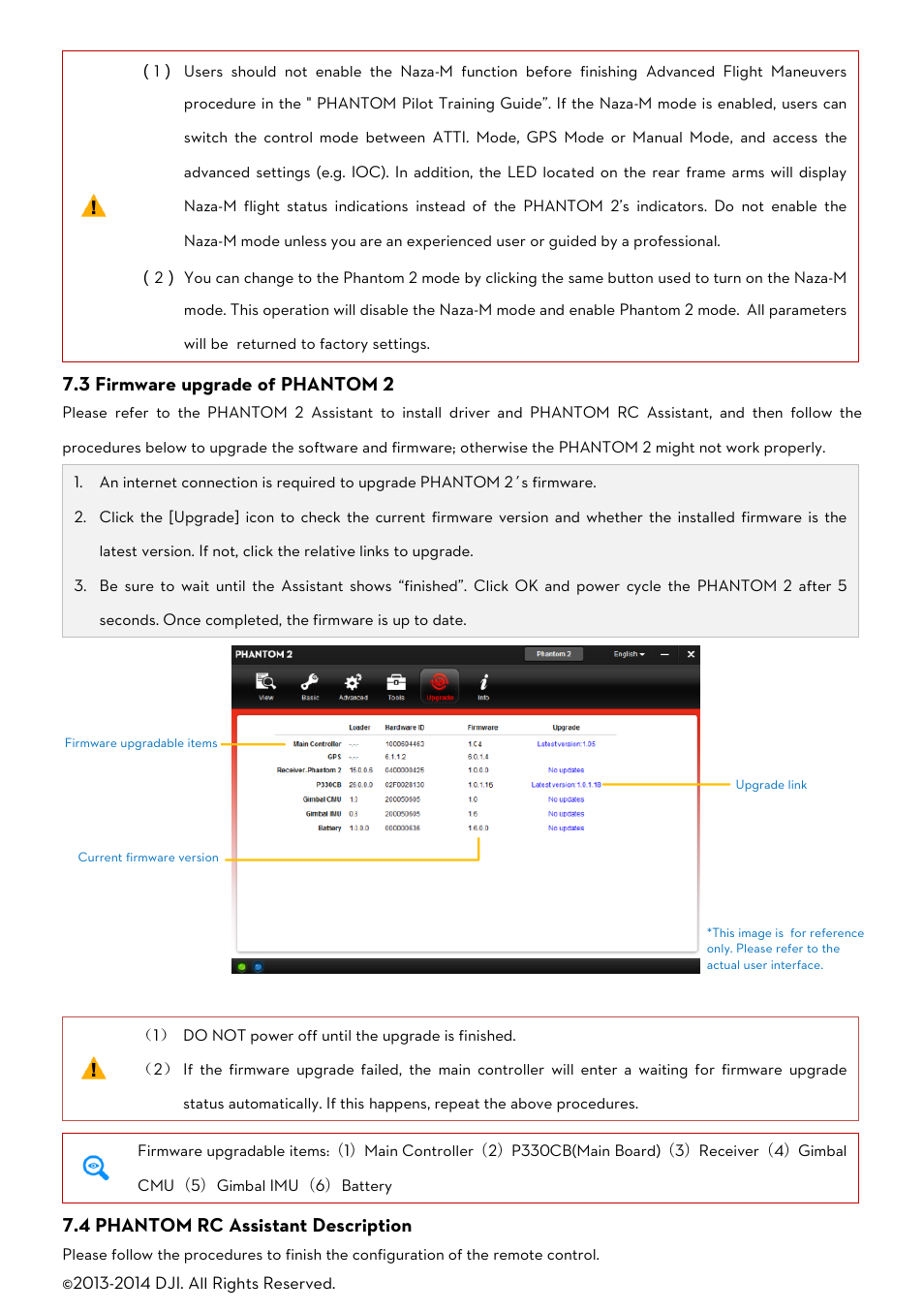 Irmware upgrade of, Phantom, Ssistant | Escription | DJI Phantom 2 User Manual User Manual | Page 33 / 36