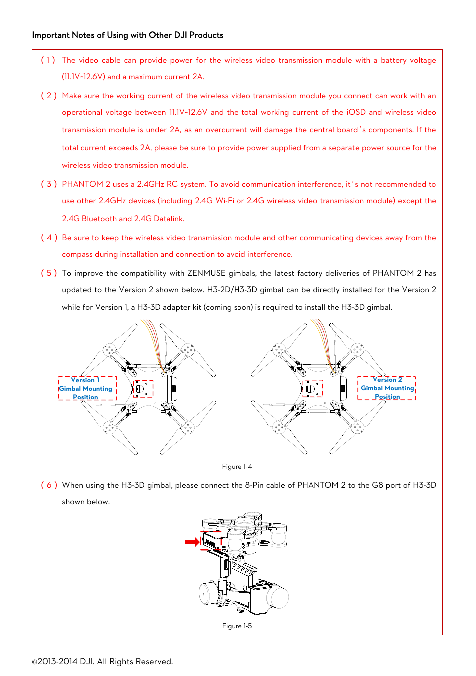 Important notes of using with other dji products | DJI Phantom 2 User Manual User Manual | Page 6 / 36