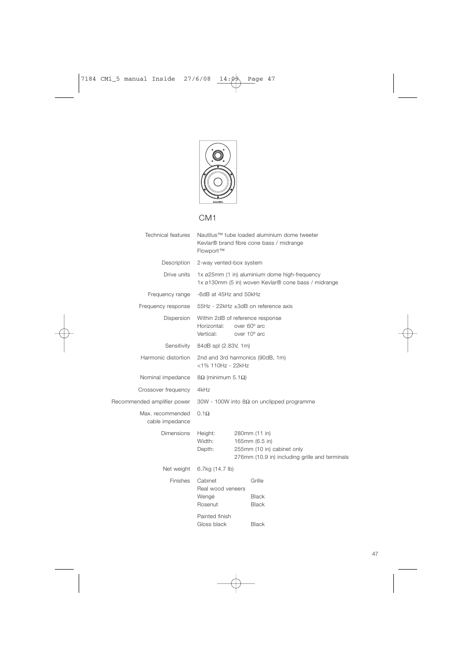 Bowers & Wilkins CM1 User Manual | Page 50 / 52