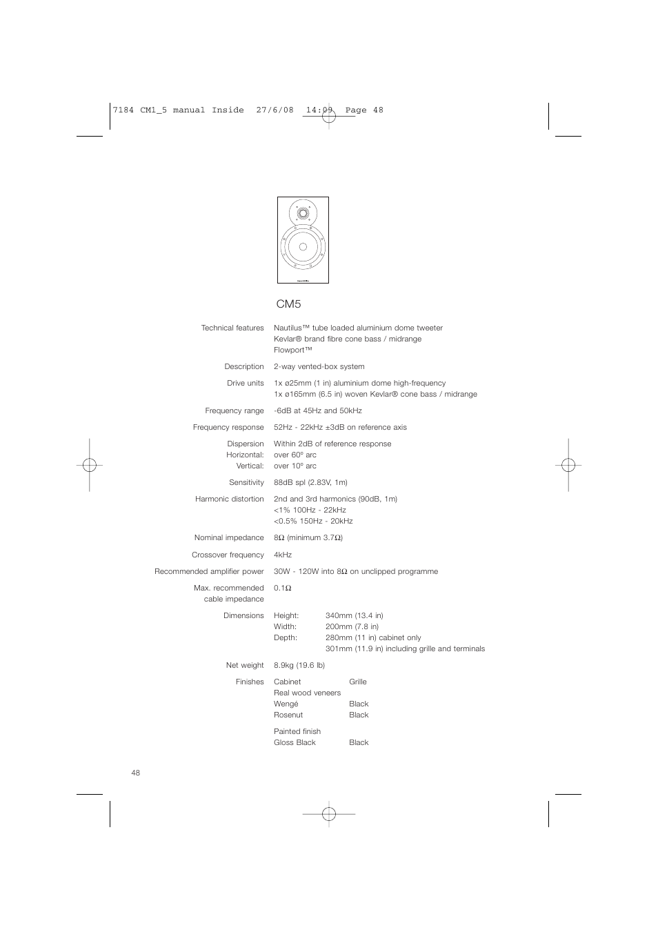 Bowers & Wilkins CM1 User Manual | Page 51 / 52