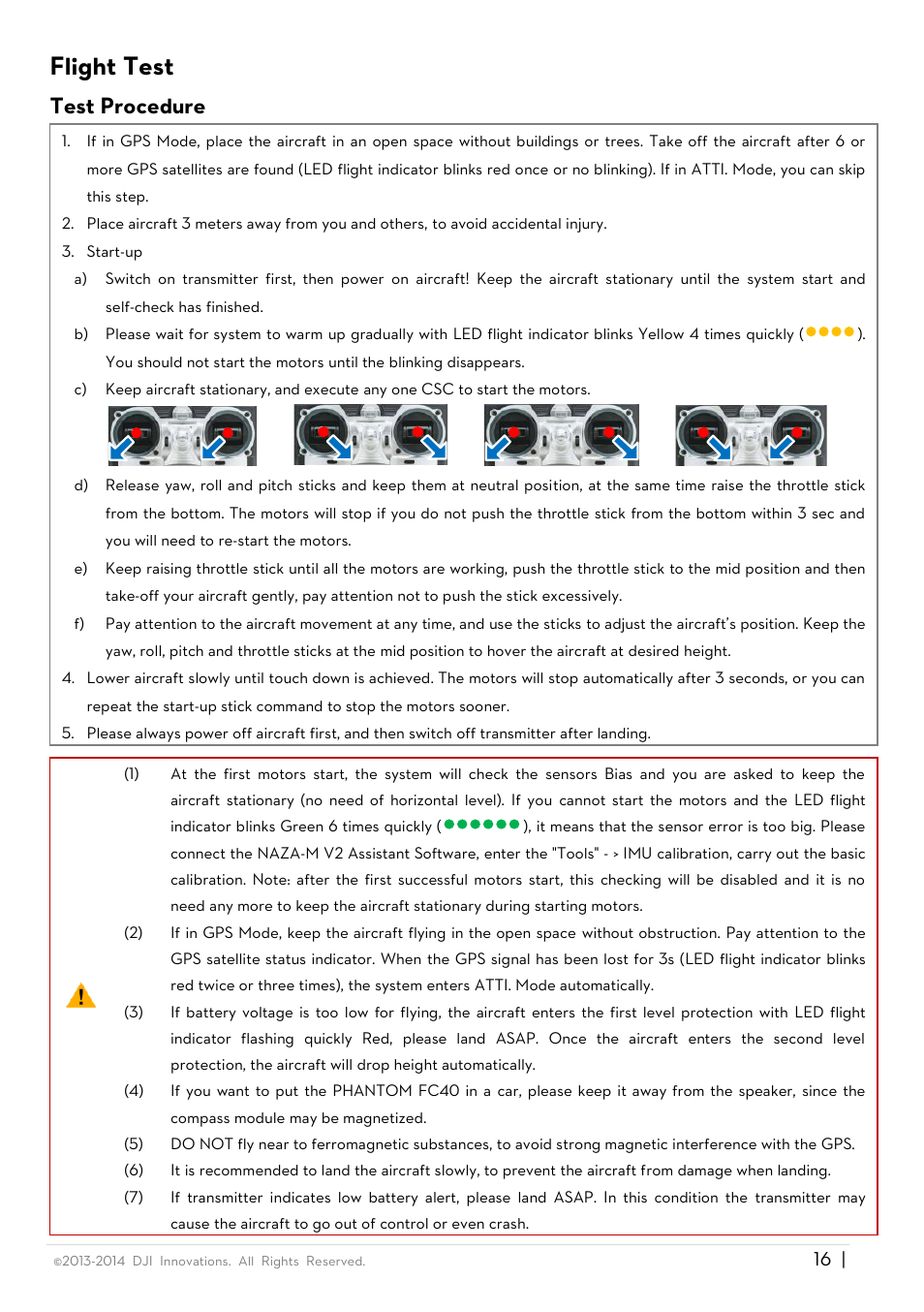 Flight test, Test procedure | DJI Phantom FC40 User Manual | Page 16 / 31