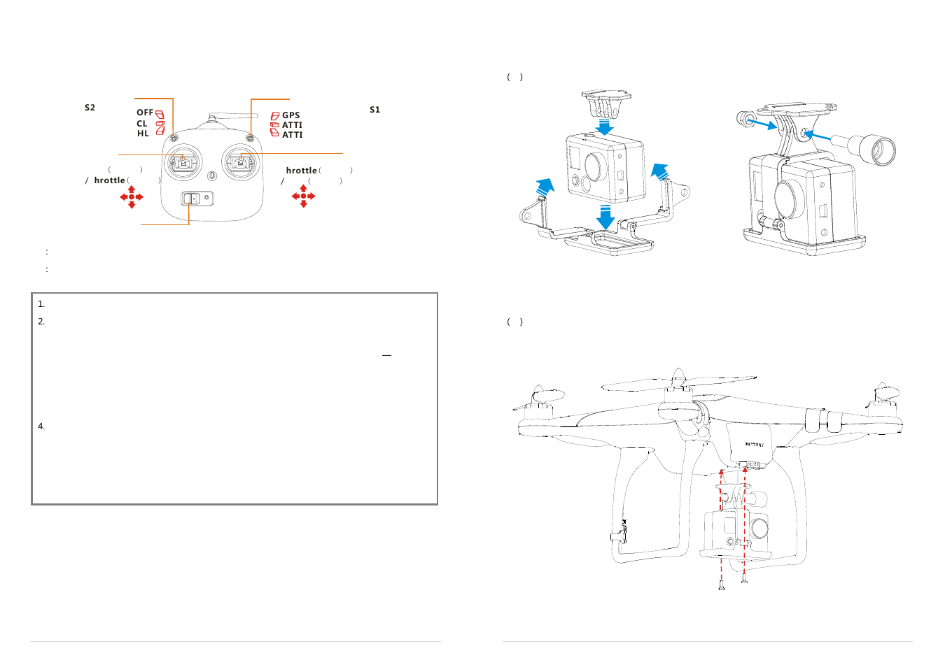 Transmitter calibration, Mount camera and camera frame | DJI Phantom Advanced Manual User Manual | Page 4 / 6