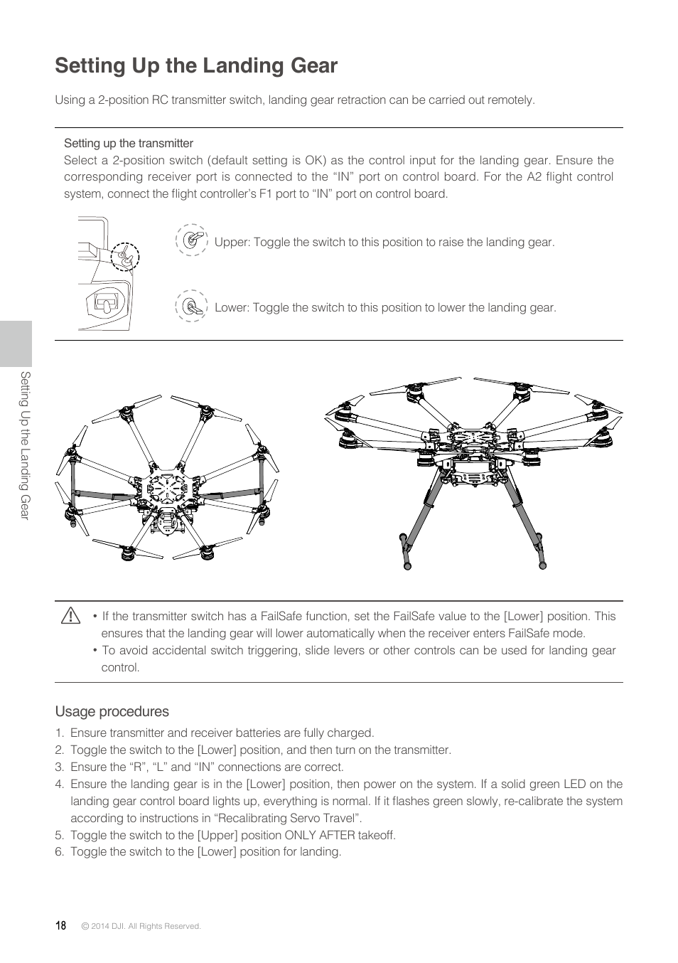 Setting up the landing gear | DJI S1000 Plus User Manual | Page 18 / 32