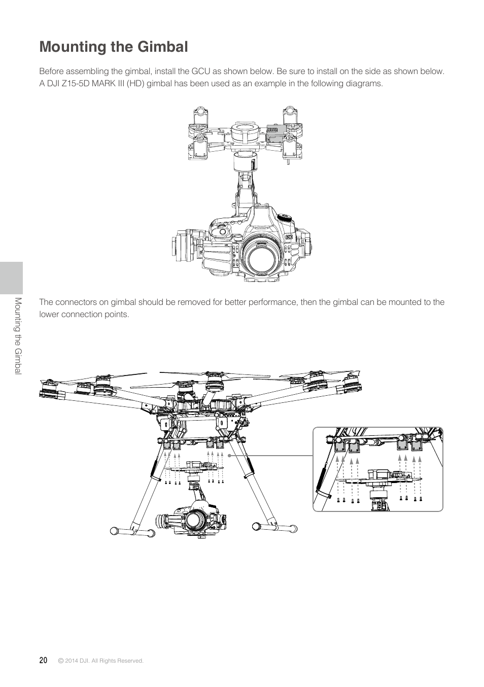 Mounting the gimbal | DJI S1000 Plus User Manual | Page 20 / 32