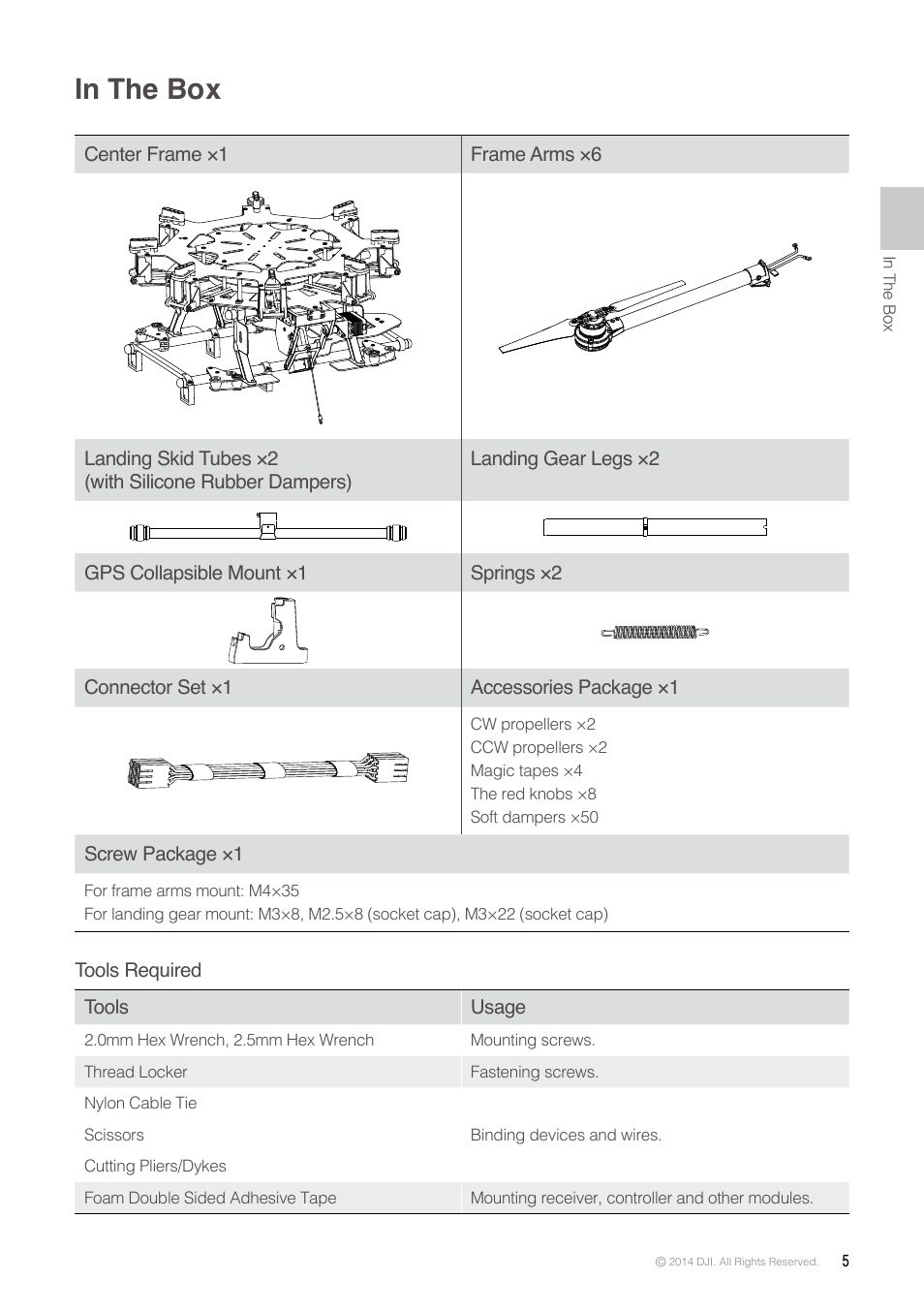 In the box | DJI S1000 Plus User Manual | Page 5 / 32