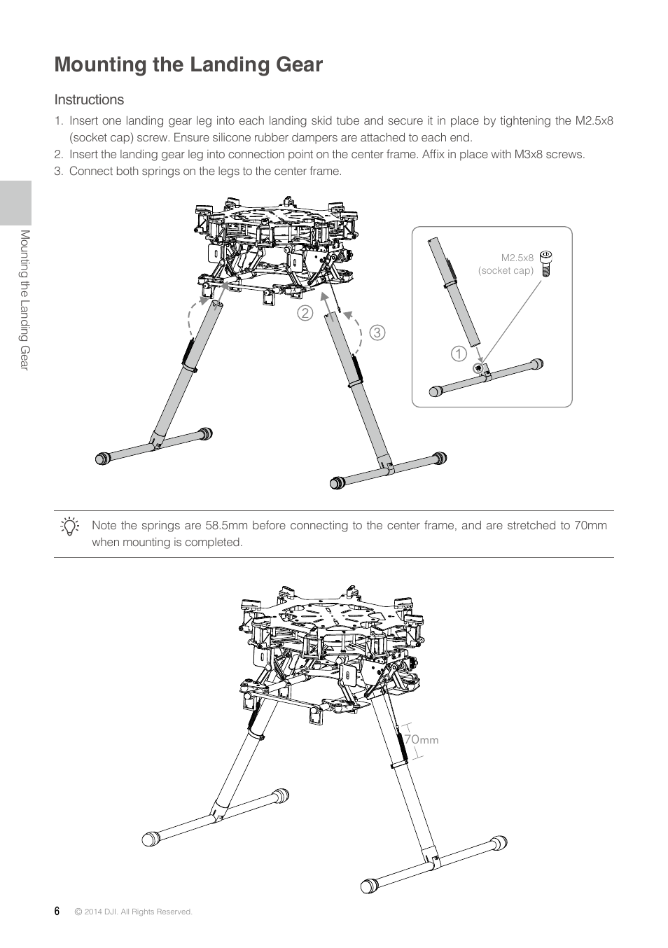 Mounting the landing gear | DJI S1000 Plus User Manual | Page 6 / 32