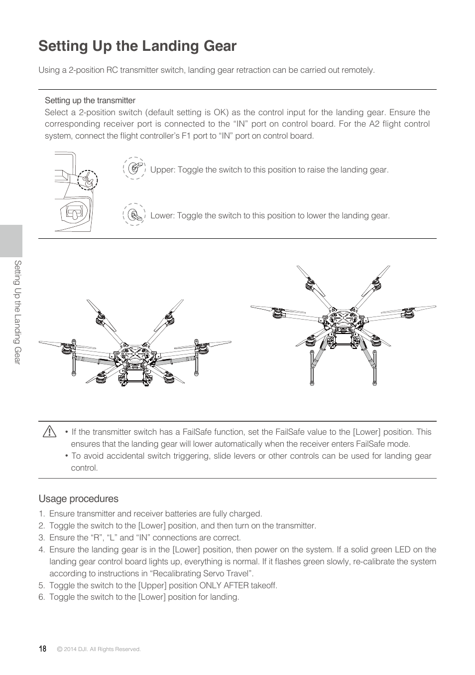 Setting up the landing gear | DJI S900 User Manual | Page 18 / 32