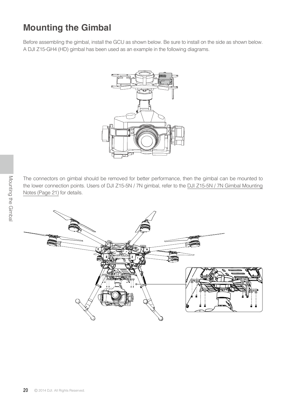 Mounting the gimbal | DJI S900 User Manual | Page 20 / 32