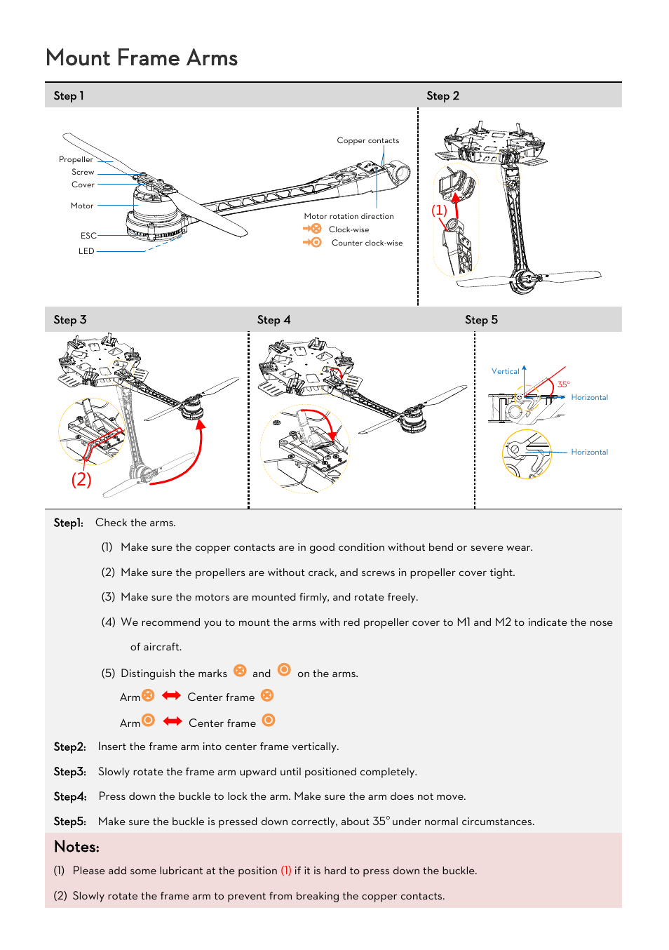 Mount frame arms | DJI S800 EVO User Manual | Page 10 / 26