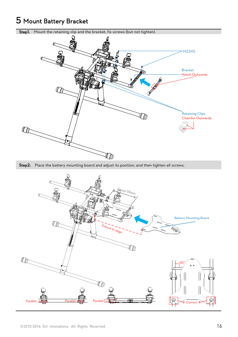 5 mount battery bracket, Mount battery bracket | DJI S800 EVO User Manual | Page 16 / 26