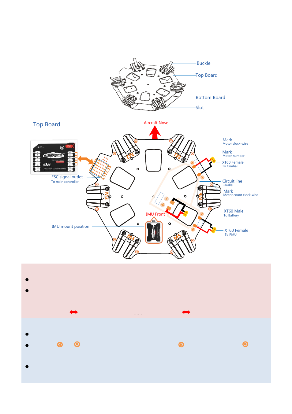 Center frame wiring, Notices, Tips | DJI S800 User Manual | Page 7 / 21