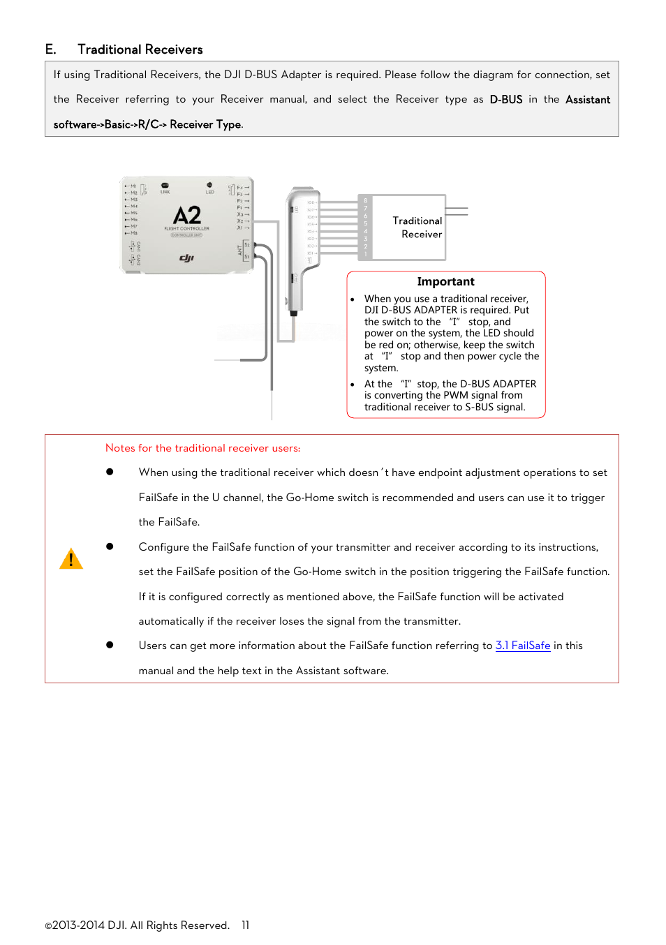 E. traditional receivers | DJI A2 User Manual | Page 11 / 56