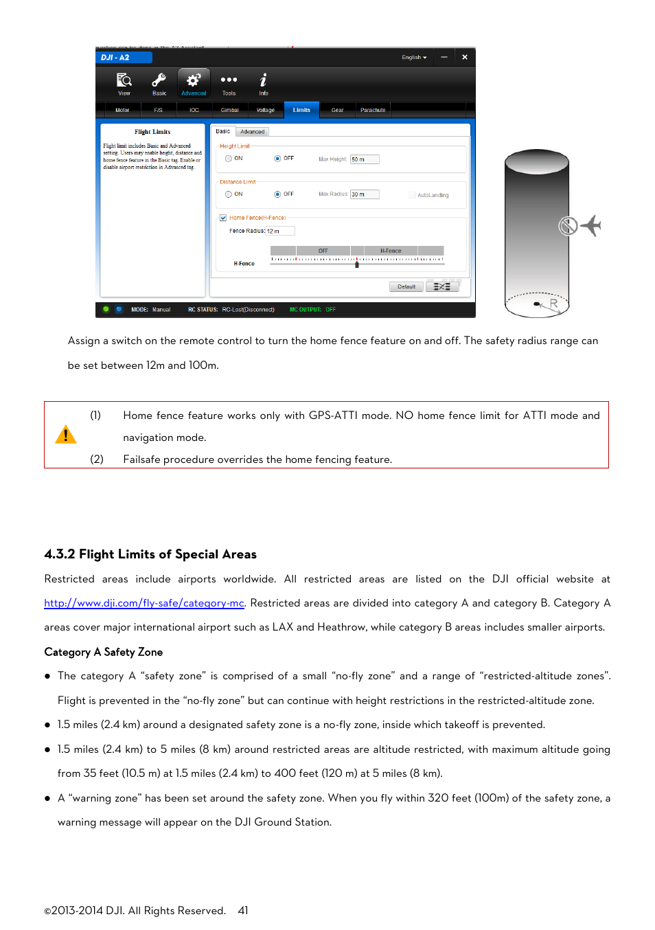 2 flight limits of special areas | DJI A2 User Manual | Page 41 / 56