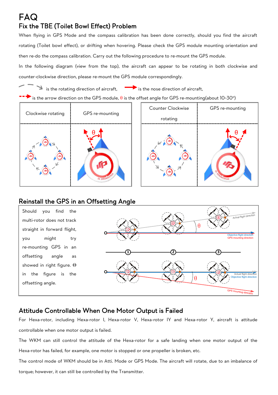 Fix the tbe (toilet bowl effect) problem, Reinstall the gps in an offsetting angle, Ix the | Oilet, Ffect, Roblem, Einstall the, In an, Ffsetting, Ngle | DJI WooKong-M User Manual | Page 26 / 29