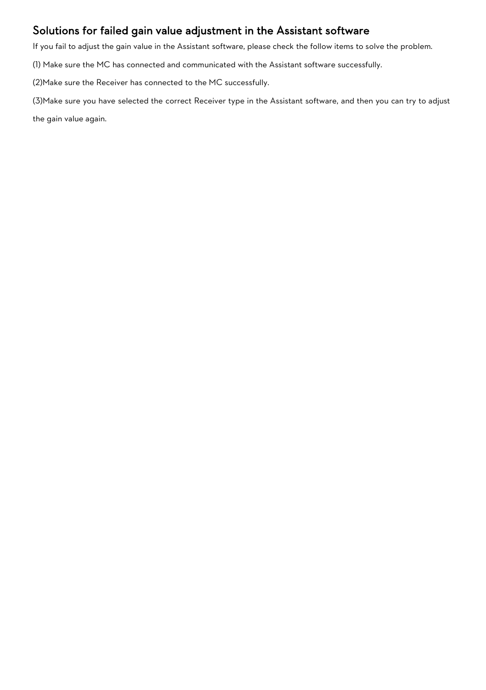 Olutions for failed gain value adjustment in the, Ssistant software | DJI WooKong-M User Manual | Page 28 / 29