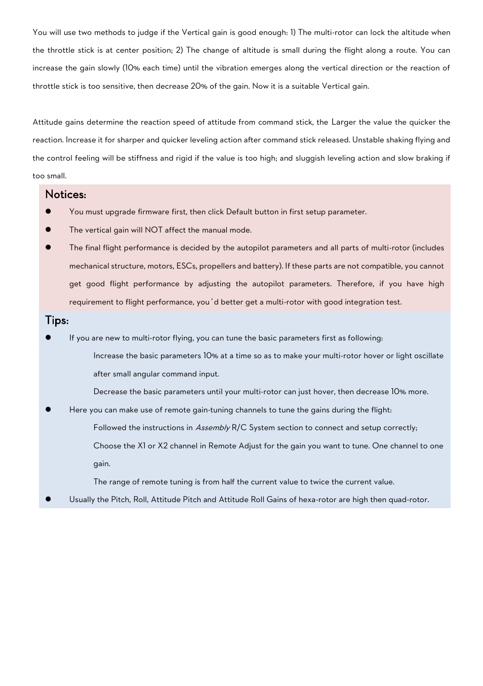 Notices, Tips | DJI Naza-M Lite User Manual | Page 19 / 45