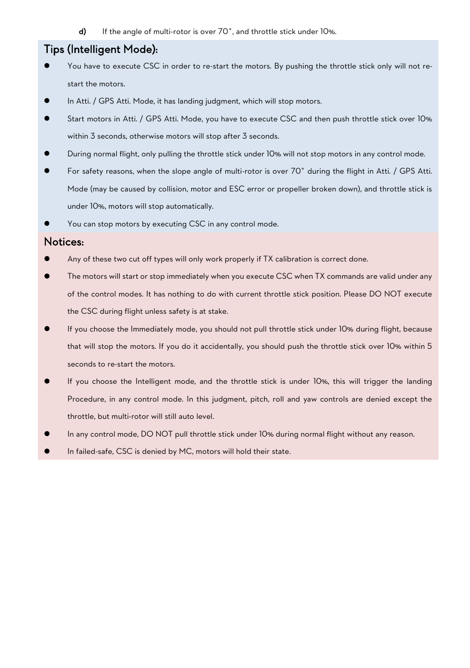 Tips (intelligent mode), Notices | DJI Naza-M Lite User Manual | Page 22 / 45