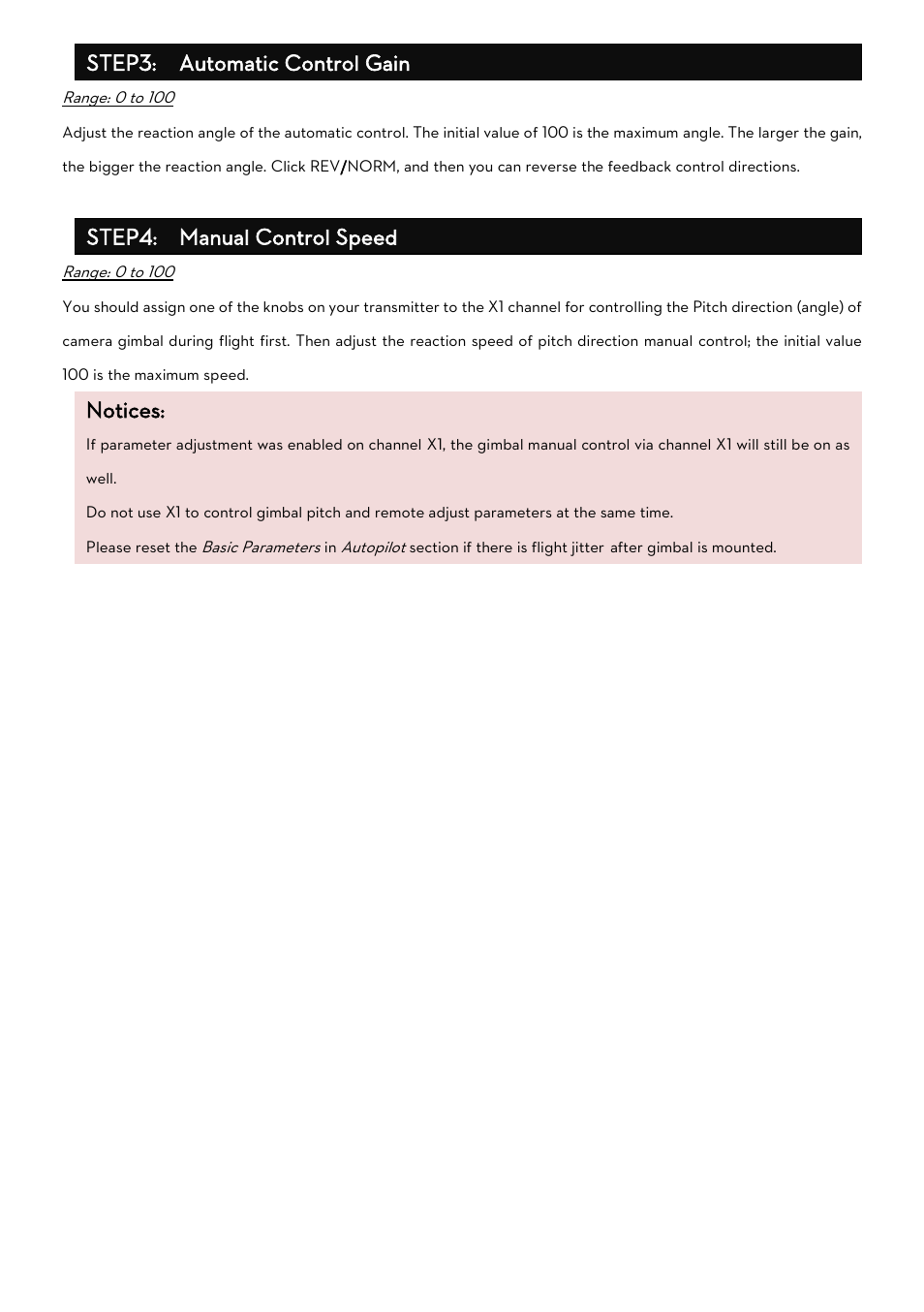 Step3: automatic control gain, Step4: manual control speed, Notices | DJI Naza-M Lite User Manual | Page 31 / 45
