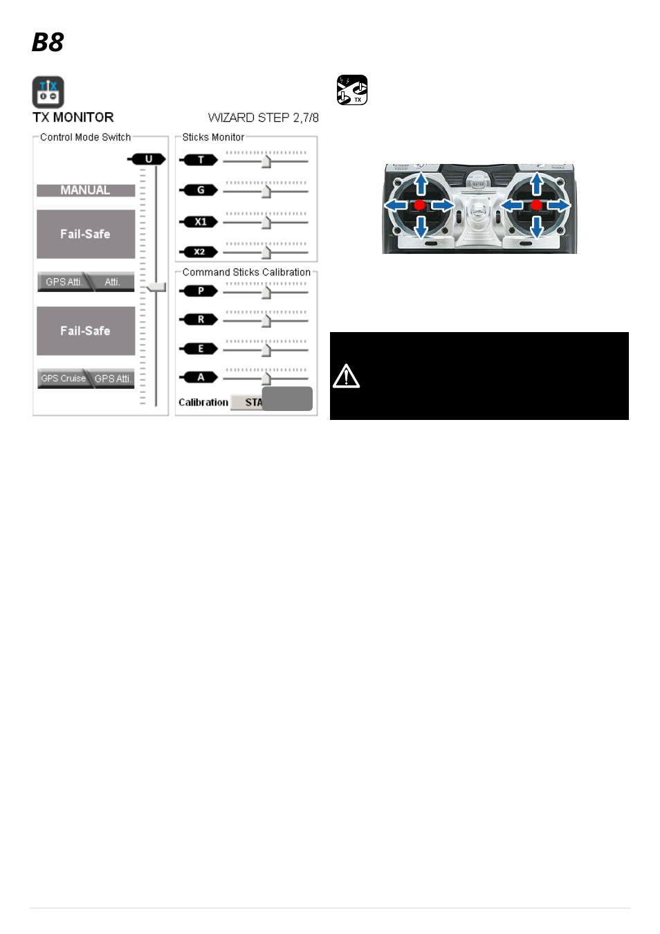 B8 r/c transmitter calibration, R/c transmitter calibration | DJI Ace One User Manual | Page 17 / 28