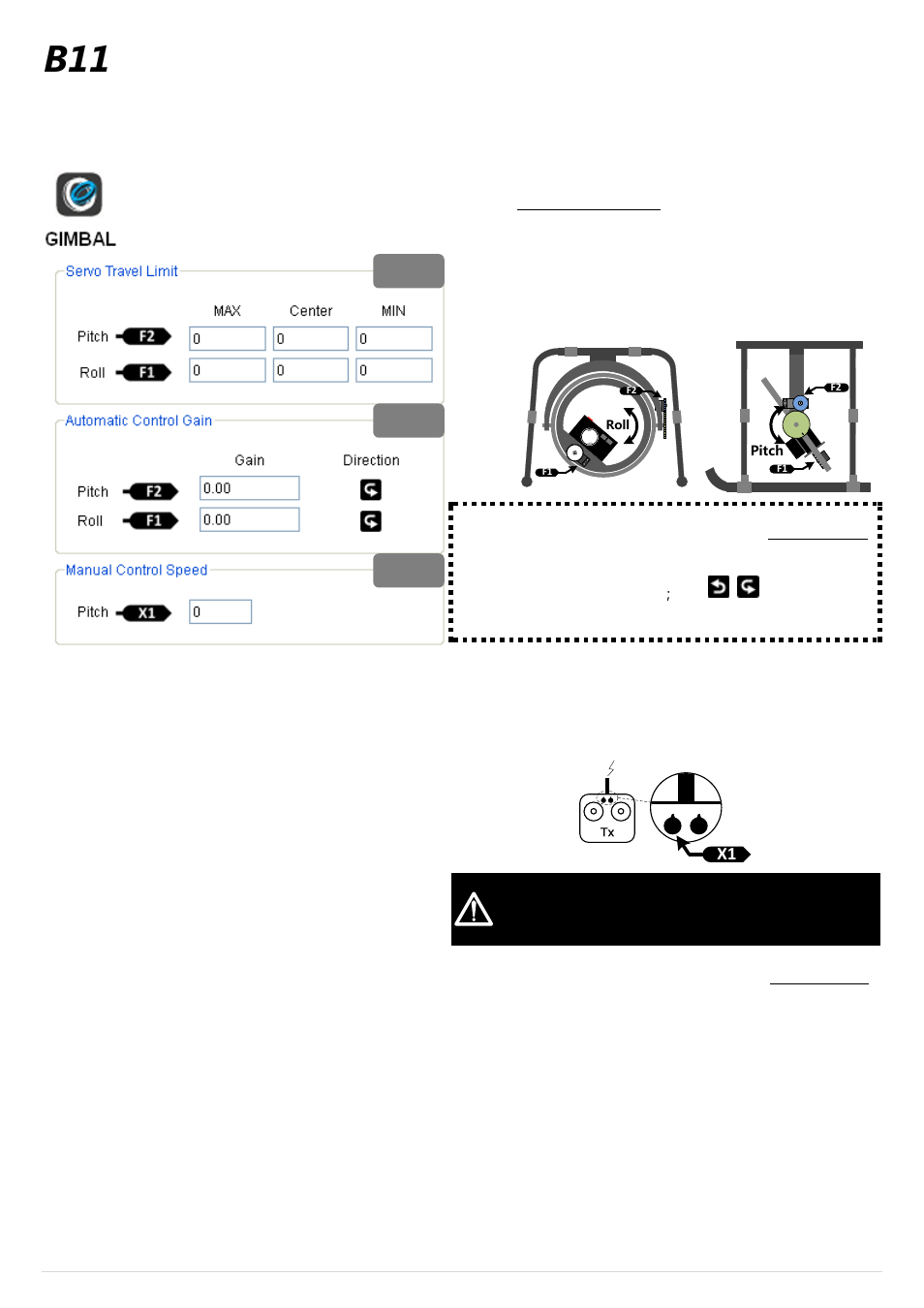 B11 camera gimbal control, Camera gimbal control | DJI Ace One User Manual | Page 20 / 28