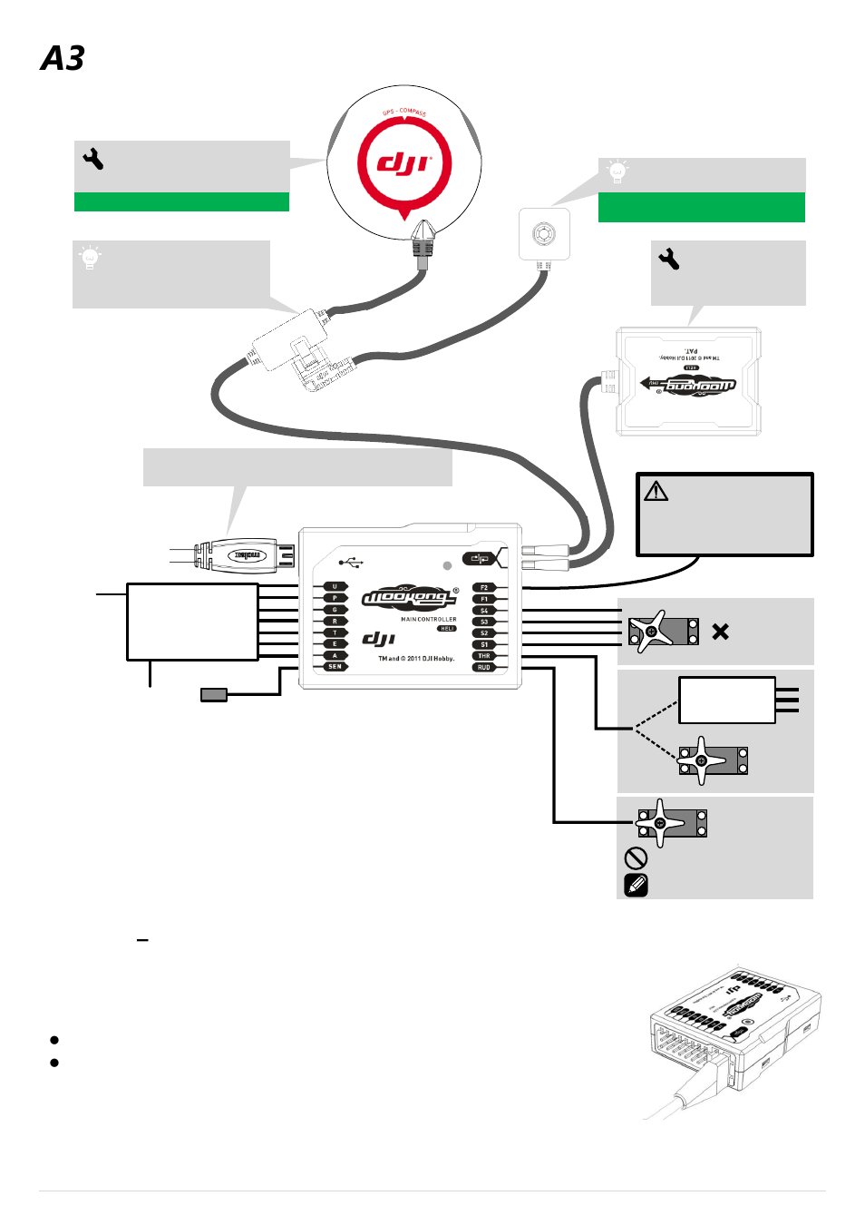 A3 connections, Connections, 4battery | Can bus –interface for wkh module | DJI Wookong-H User Manual | Page 7 / 27