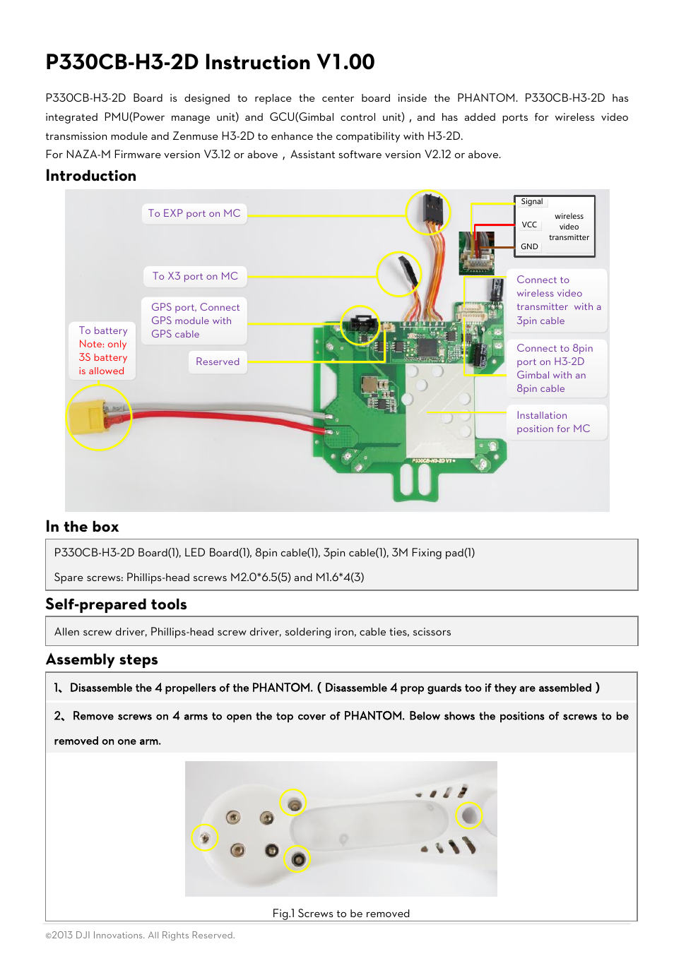 DJI P330CB-H3-2D User Manual | 4 pages