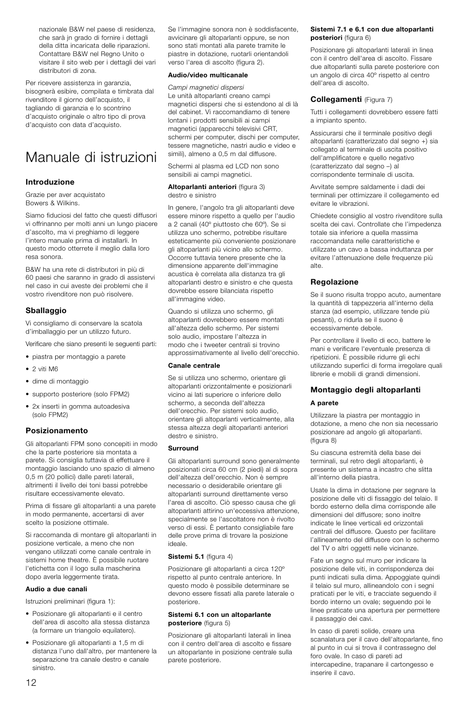 Manuale di istruzioni | Bowers & Wilkins FPM2 User Manual | Page 15 / 35