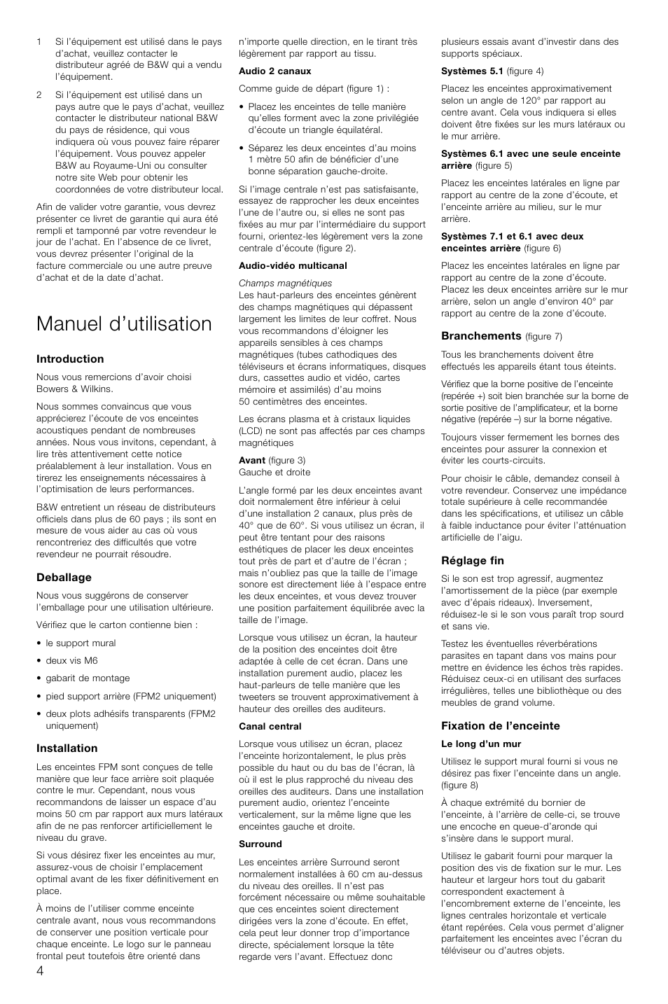 Manuel d’utilisation | Bowers & Wilkins FPM2 User Manual | Page 7 / 35