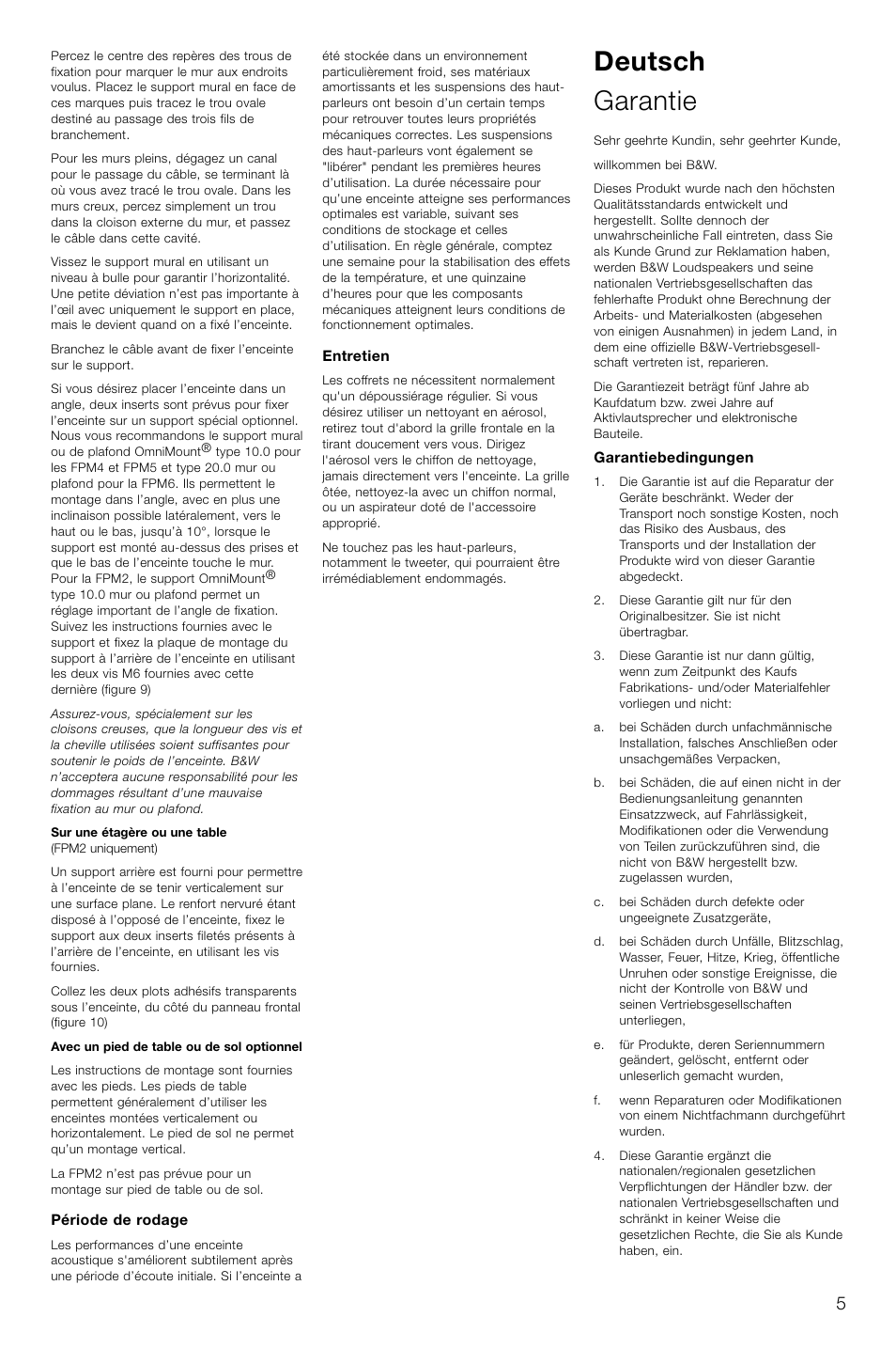 Deutsch garantie | Bowers & Wilkins FPM2 User Manual | Page 8 / 35