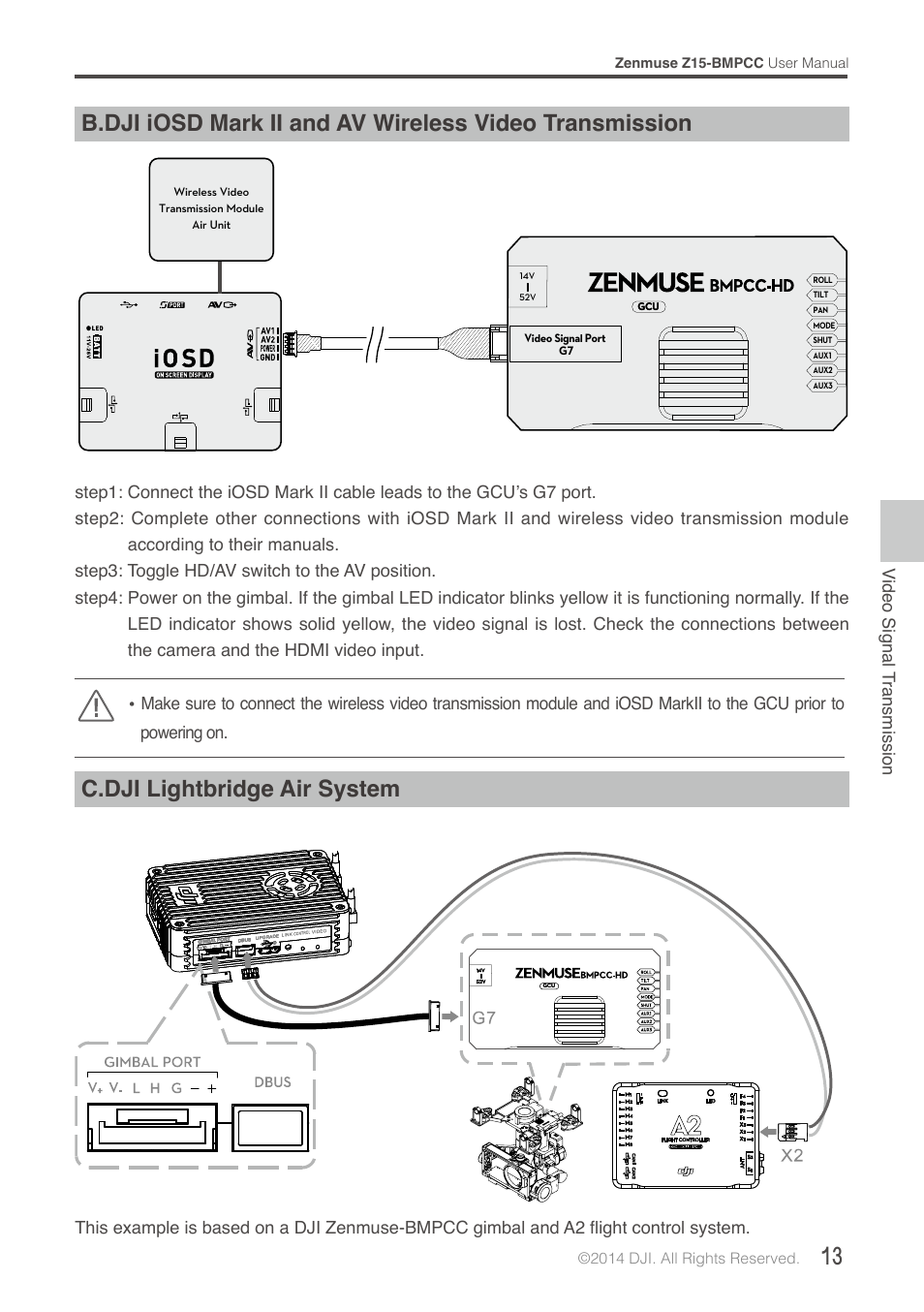 C.dji lightbridge air system | DJI Z15-BMPCC User Manual | Page 13 / 28