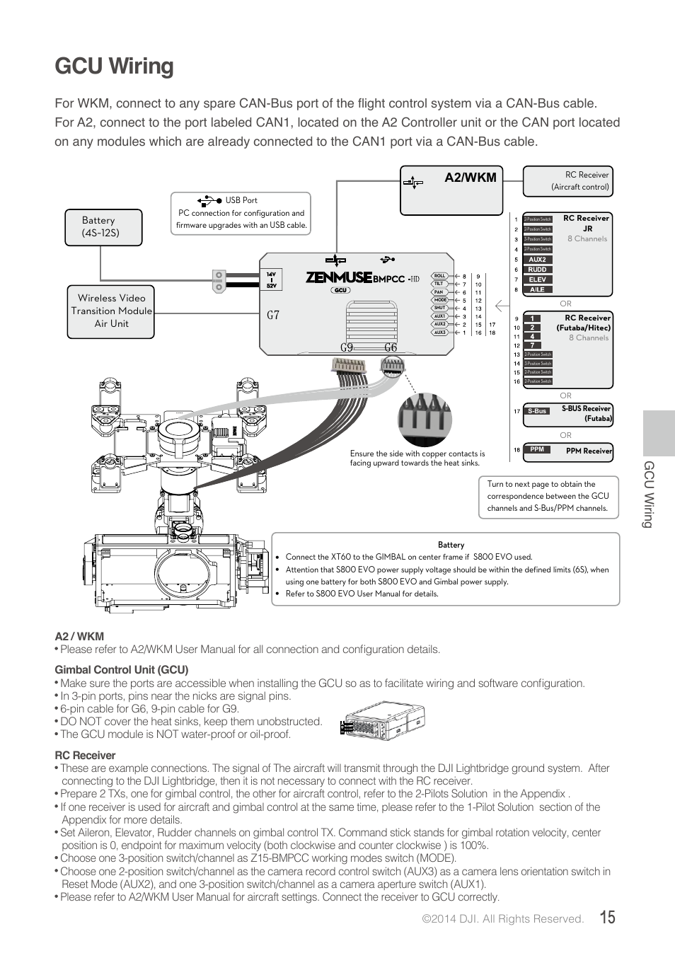 Gcu wiring, A2/wkm | DJI Z15-BMPCC User Manual | Page 15 / 28