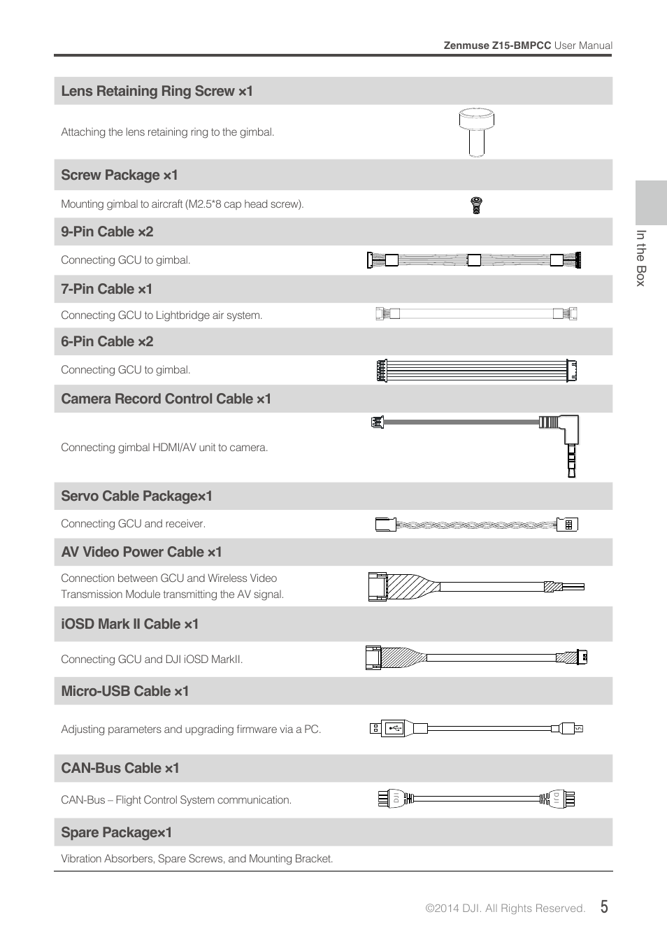 DJI Z15-BMPCC User Manual | Page 5 / 28