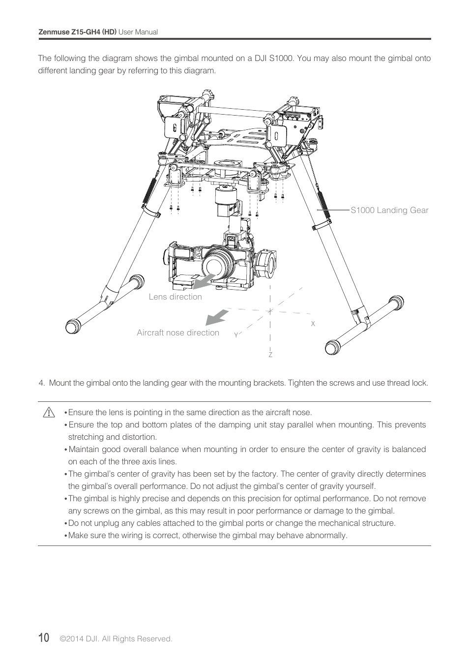 DJI Z15-GH4 (HD User Manual | Page 10 / 28