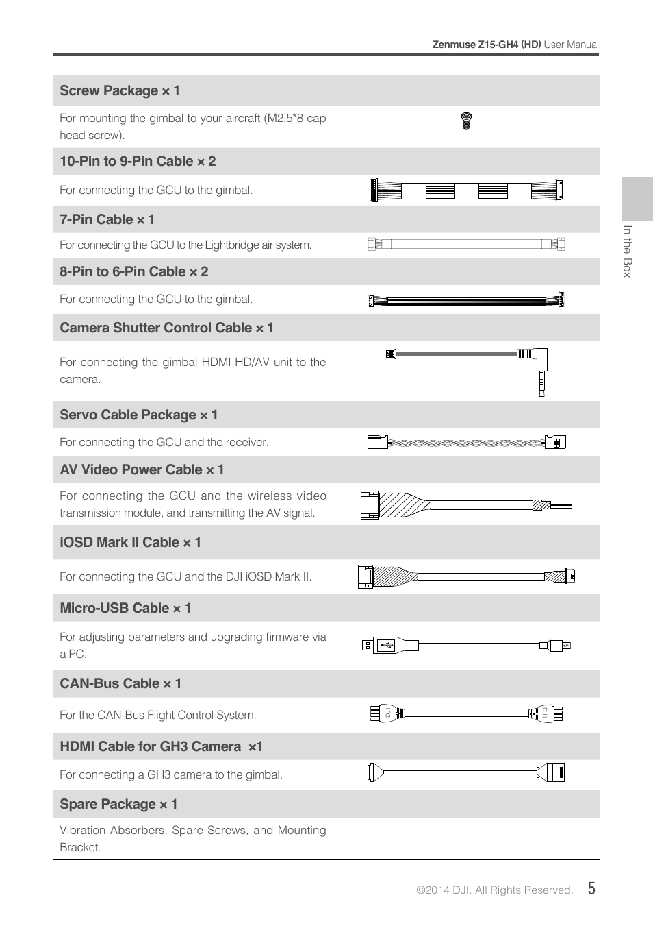 DJI Z15-GH4 (HD User Manual | Page 5 / 28