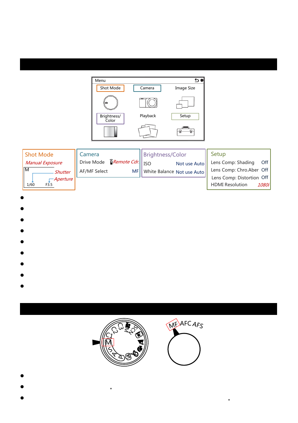 Camera setup, Sony nex-5n /7 /5r, Panasonic gh2 | DJI Z15 User Manual | Page 10 / 33