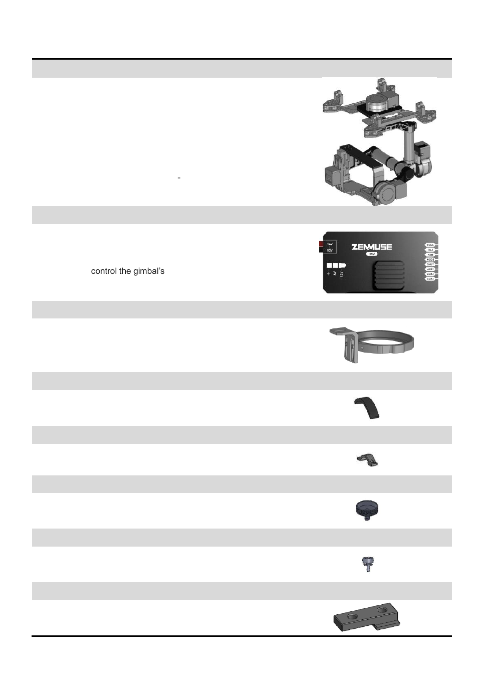 In box | DJI Z15 User Manual | Page 4 / 33