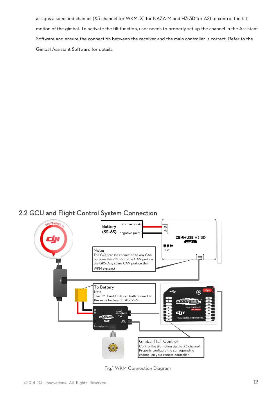 2 gcu and flight control system connection | DJI H3-3D User Manua User Manual | Page 12 / 20