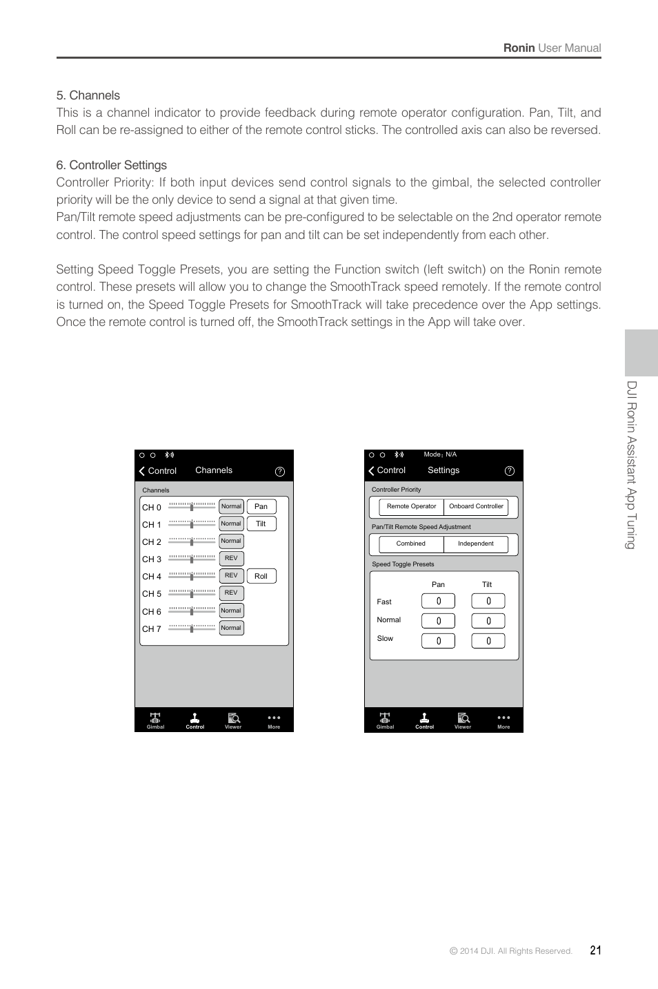 Dji ronin assistant app tuning, Ronin user manual | DJI Ronin User Manual | Page 21 / 36