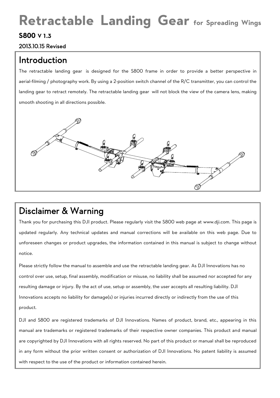 DJI S800 User Manual | 6 pages