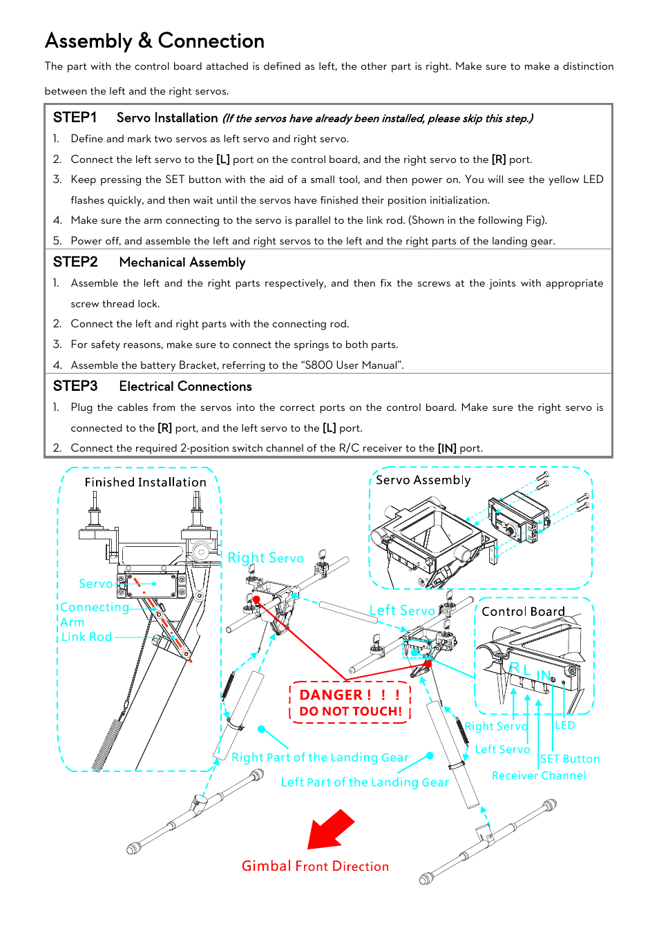 Assembly & connection | DJI S800 User Manual | Page 2 / 6